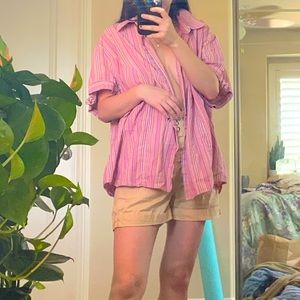 Striped short sleeve button down 2000s